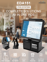 Station à écran tactile PC POS double écran tout-en-un de 15.6 pouces avec imprimante de billets amovible et système de paiement Scanner Till