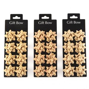 1,7 pulgadas regalo arco 8 piezas cinta estrella Arco decorativo plástico cinta Navidad PET pegamento calcomanía con tarjeta - Product Image 2