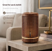 Diffuseur d'arômes ultrasonique cylindrique Faner 0,5 L, design creux imitation bois, idéal pour bureau, lumière douce, chambre à coucher, chevet, compact