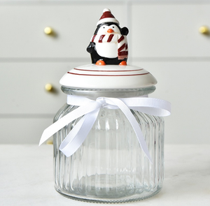 크리스마스 액세서리 유리 주방 보관 항아리 Xmas 세라믹 뚜껑 기타 가정 보관 용기 - Product Image 3