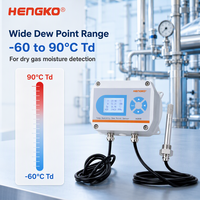 HENGKO HG808-D5 SS Probe -60 hingga 90 Derajat Celcius Td 0 hingga 5V Output RS485 Sensor Titik Embun Transmitter Dengan Layar Detektor Gas