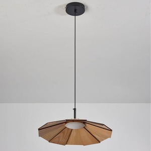 Fan Shaped Walnut Wood Chandelier <b>Led</b> <b>Light</b> Warm <b>Light</b> Home Restaurant Tea Room Zen Style Single Head Pendant Lamp - Product Image 4