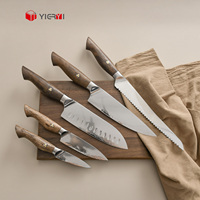 Couteaux de cuisine écologiques faits à la main en acier composite japonais AUS10 à haute teneur en carbone, 3 couches, ensembles de couteaux de chef, manche en noyer personnalisé
