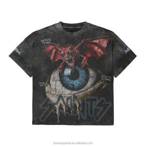 T-shirt <span class=keywords><strong>Homme</strong></span> Oversize Personnalisé avec Logo, Coton Lourd 280 g/m², Imprimé DTG, Effet <span class=keywords><strong>D</strong></span>élavé Acide, Style Vintage Punk - Product Image 1