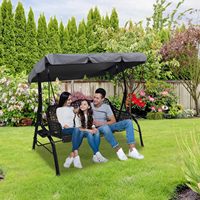 Fauteuil balançoire de patio extérieur 3 places en acier inoxydable avec auvent amovible pour jardin et cour