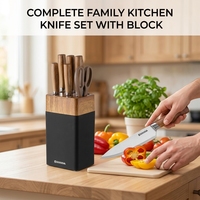 Ensemble de couteaux de cuisine en acier inoxydable 7 pièces, bloc de couteaux, couteau de chef, couteau Santoku, couteau utilitaire, outils culinaires de qualité supérieure, poignées ambidextres, durables