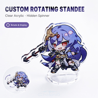 Support interactif personnalisé en acrylique CNAWO avec plateau rotatif dissimulé pour affichage de détails de personnage personnalisé