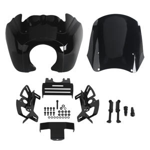 Carenado de Motocicleta ABS Negro Brillante para Harley Dyna Low Rider Street <span class=keywords><strong>Bob</strong></span> <span class=keywords><strong>Fat</strong></span> <span class=keywords><strong>Bob</strong></span> 1993-2017 | Parabrisas Ajustable de 15 Pulgadas - Product Image 1