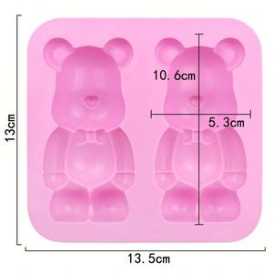 Eco-Friendly 2 Hole New Style Strawberry Bear Shape <b>Silicone</b> Cake Soap Hand Make <b>Resin</b> Diy Candle <b>Mold</b> Reused Home Bake OEM\ODM - Product Image 2