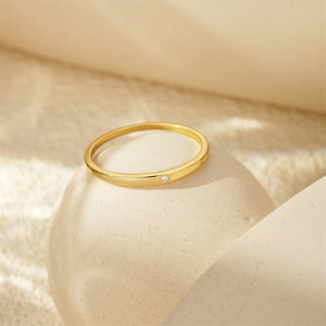 CANNER Promotion Exceptionnelle Bague de Mariage Minimaliste en Argent Sterling 925 avec Zircon Unique pour Femme et Homme, Bijoux Plaqué Or 18K - Product Image 2
