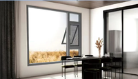 Ventana Abatible y Giratoria de Aluminio con Rotura de Puente Térmico, Ventana Abatible Interior, Doble Vidrio Templado, Aislamiento Acústico para Villa