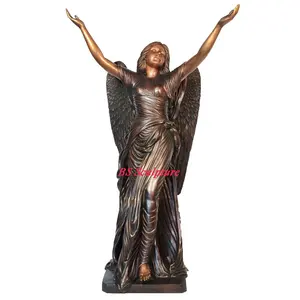 Sıcak döküm bronz yaşam boyutu pirinç açı kanat heykeli ile kucaklayan heykel