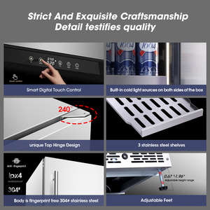 Enfriador de Bebidas de Acero Inoxidable ne-351-8, 2.0-2.9 Pies Cúbicos, Refrigerador de Una Zona con Compresor y Puerta Sólida Aislada - Product Image 4