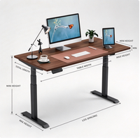 Bureau debout électrique réglable en hauteur avec plateau en bois et commande numérique pour bureau à domicile, PC et étude
