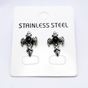 yunnique Cross <b>Stud</b> <b>Earrings</b> <b>Black</b> Titanium Steel Geometric Bezel Setting Fashion Jewelry - Product Image 5