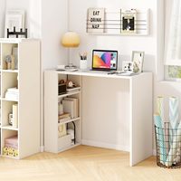 Bureau d'angle minimaliste en bois d'ingénierie, gain de place, avec rangement, design moderne pour bureau à domicile et étude
