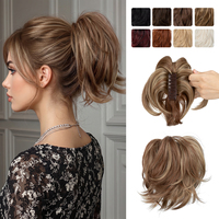 Extensions de cheveux synthétiques courtes et bouclées de haute qualité en forme de queue de cheval à pince pour femmes, vente en gros