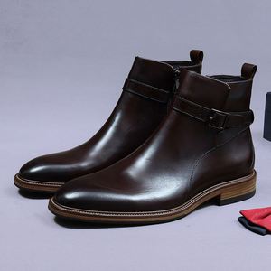 2026 Designer Style Leather Boots for Men - Luxurious Smooth Leather Pointed-Toe Business Shoes Designer Shoes and <b>Bags</b> - Product Image 1