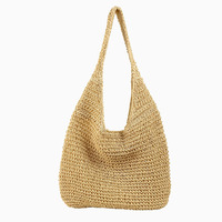 Sac fourre-tout d'été en paille tressée fait main, style plage, avec LOGO personnalisé, grande capacité, pour les vacances
