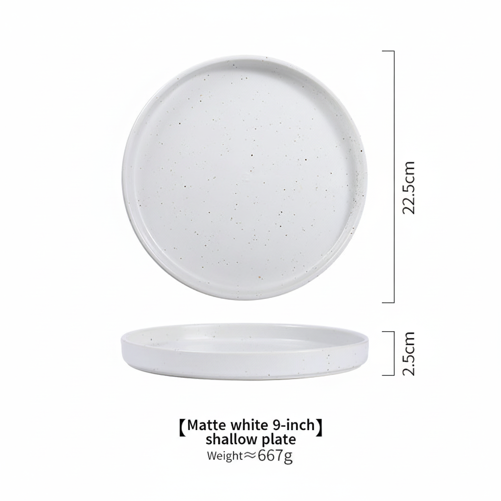 White 9 inch flat shallow plain white