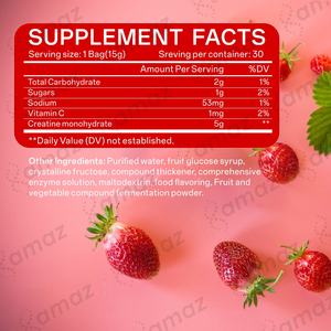 Amaz Premium gelatina di creatina fragola sapore di energia per il recupero di allenamento di crescita muscolare integratore Fitness senza zucchero vegano - Product Image 3