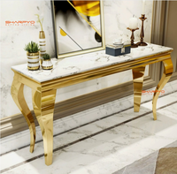 Table basse carrée moderne en marbre blanc et métal doré en acier inoxydable pour salon et mobilier de maison
