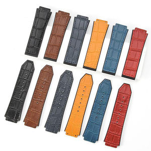 Correa de <span class=keywords><strong>Reloj</strong></span> de Cuero Genuino con Patrón de Bambú para <span class=keywords><strong>Hombre</strong></span>, para <span class=keywords><strong>Hublot</strong></span> Big B Ang, Correa Híbrida de Cuero y Silicona, 19mm 26mm - Product Image 1