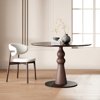 Table de salle à manger en pierre frittée de style français du milieu du siècle, table ronde en bois massif, table de consultation, table d'appoint moderne et minimaliste