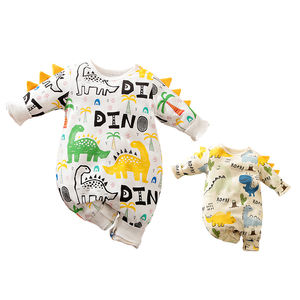 Ropa para Bebés Recién Nacidos, Mameluco de Manga Larga para Primavera y Otoño, 100% Algodón, con Estampado de Dinosaurios - Product Image 1