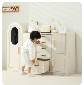 多機能で高さ調節可能、色カスタマイズ可能なモダンなプラスチック製子供用キャビネット（ダイニング、リビング、寝室の収納、おもちゃ用） - Product Image 4