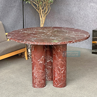 Meubles de salon modernes de style italien Table basse ronde Roso Lepanto Table basse en marbre et marbre Table à manger
