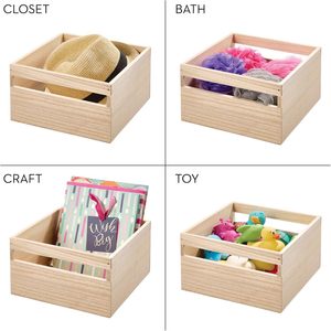 Wooden Storage Box Rectangle No Lid Multi Functional Cabinet Organizer <b>Home</b> Use - Product Image 4
