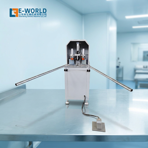 Machine de nettoyage d'angle en aluminium E-WORLD à 3 lames, moteur 1,1 kW pour la fabrication de cadres de fenêtres, haute sécurité, acier inoxydable - Product Image 1