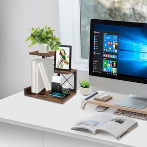 <b>Desktop</b> Wooden Storage Rack 3 Tier Multipurpose Freestanding <b>Shelf</b> For Office Living Room Plant Display Bookshelf - Product Image 1