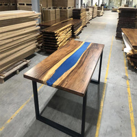 Meja Makan Kayu Walnut Gaya Mewah dengan Resin Epoxy untuk Restoran, Meja Makan Kayu dengan Resin Epoxy