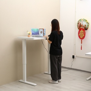 Bureau intelligent moderne pour la maison et le bureau, en verre, réglable en hauteur avec moteur, tiroir, chargeur USB sans fil, bureau debout - Product Image 5