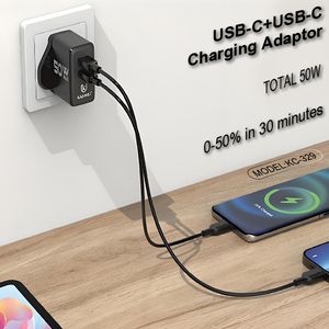 Adaptateur de <span class=keywords><strong>chargeur</strong></span> intelligent pour produits intelligents, double USB-C 50W AX, charge rapide pour les téléphones iPhone et Samsung, charge super rapide KAXINSI KC-329 - Product Image 5