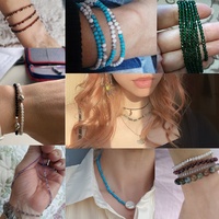 AsVrai U manik-manik turmalin mata macan bulat datar segi batu alami 4mm untuk membuat perhiasan DIY aksesori gelang
