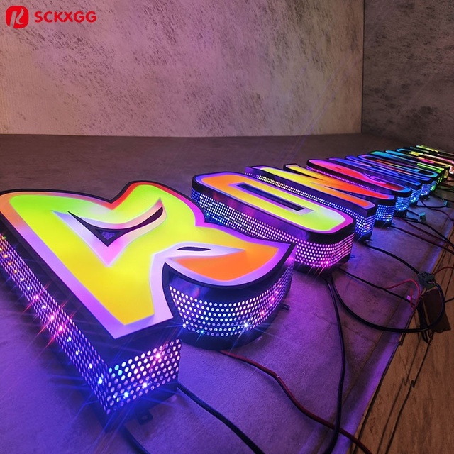 Custom 3D RGB Rainbow LED Channel Letters Wholesale Color Changing Acrylic Glow Sign Supplier for Advertising Event Mall Decor