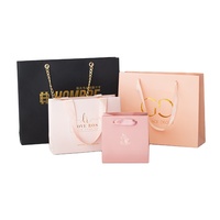 Custom Luxury Black Recyclable Paperboard Gift Shopping Bags with Custom Logo Lamination Ribbon Handle & Candle Use