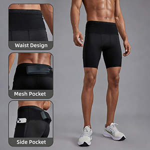 Pantalones Cortos Deportivos de Compresión para Hombre, con Bolsillos de Malla, para Maratón, Gimnasio y Running - Product Image 2