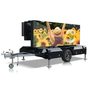 Extérieur P5 P6 solaire alimenté mobile led TV écran géant camion remorque numérique LED affichage van panneau d'affichage écran extérieur publicité