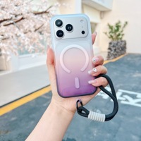 Coque de téléphone magnétique de luxe en acrylique dégradé avec dragonne pour iPhone 18 Pro/18 Pro Max