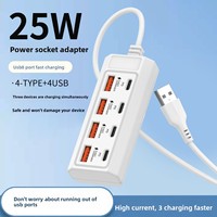 Hub d'extension 8 ports 4*USB 4*Type-C avec station d'accueil, charge 25W et transfert de données pour ordinateur portable, téléphone portable, tablette