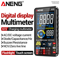 Multimètre intelligent ANENG 615 à sélection automatique, 6000 points de lecture, affichage 4 chiffres, testeur de courant, tension et résistance AC/DC, 600V 10A, faible consommation