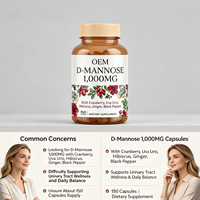 Capsules de D-Mannose 150 unités 1000mg avec Canneberge, Hibiscus et Uva Ursi, Marque Privée OEM, Fourniture en Gros