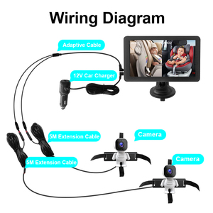Caméra de voiture pour bébé 720P claire pour siège arrière, double canal, moniteur de voiture pour bébé 7 pouces avec 2 caméras de vision nocturne IR - Product Image 6