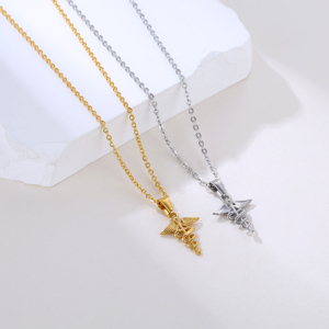 Bijoux personnalisés sans nickel, colliers en acier inoxydable avec pendentif caducée et aile de <span class=keywords><strong>serpent</strong></span> grec vintage, 18 carats et 24 carats pour hommes - Product Image 2