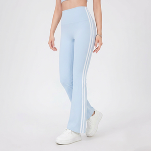 Women High Waist Side Double Stripe <b>Flare</b> Yoga <b>Leggings</b> Tummy Control Butt Lifting Nude Sense Pilates Gym Sports Pants Wholesale - Product Image 1