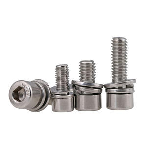 Vis à tête cylindrique à empreinte hexagonale ANSI Standard M6x16 et M8x20, longueur 40 mm, avec rondelles plates et rondelles à ressort, trois en un - Product Image 1